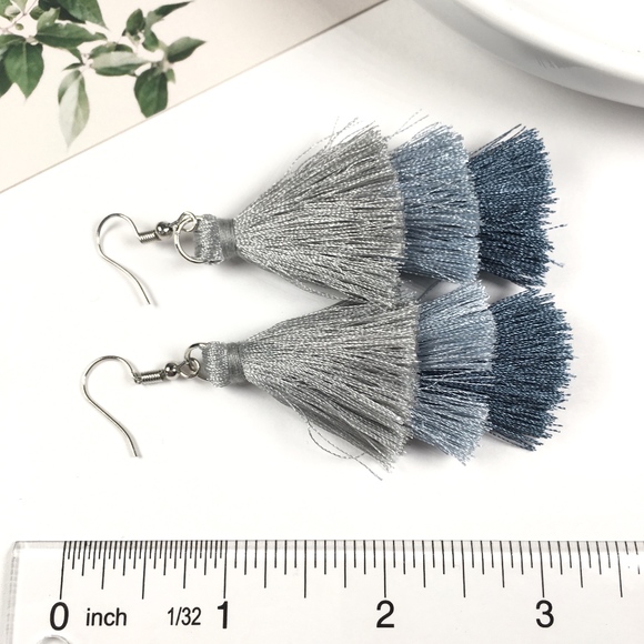 Multicolored Tiered Tassel Dangle Earrings - Picture 3 of 4